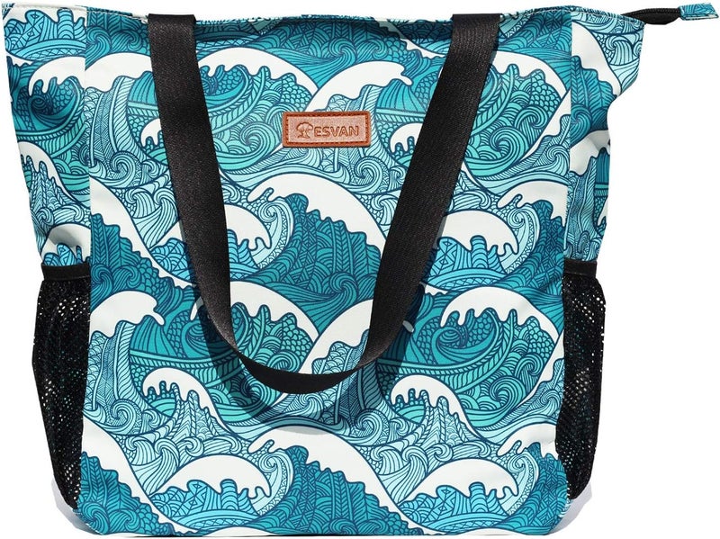 ESVAN Original Floral Water Resistant Large Tote Bag Shoulder Bag for Gym Beach Travel Daily Bags Upgraded - Image 2